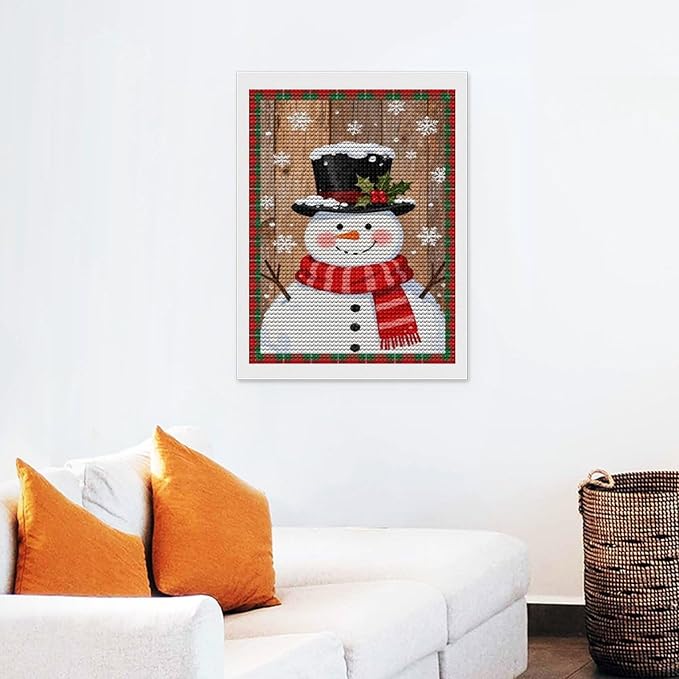 AIVKIEJK Diamond Painting Kits for Adults - Festive Snowman Red Scarf Painting DIY 5D Full Drill Diamond Dots Paintings with Diamonds Gem Art and Crafts Home Decor 12"x16"