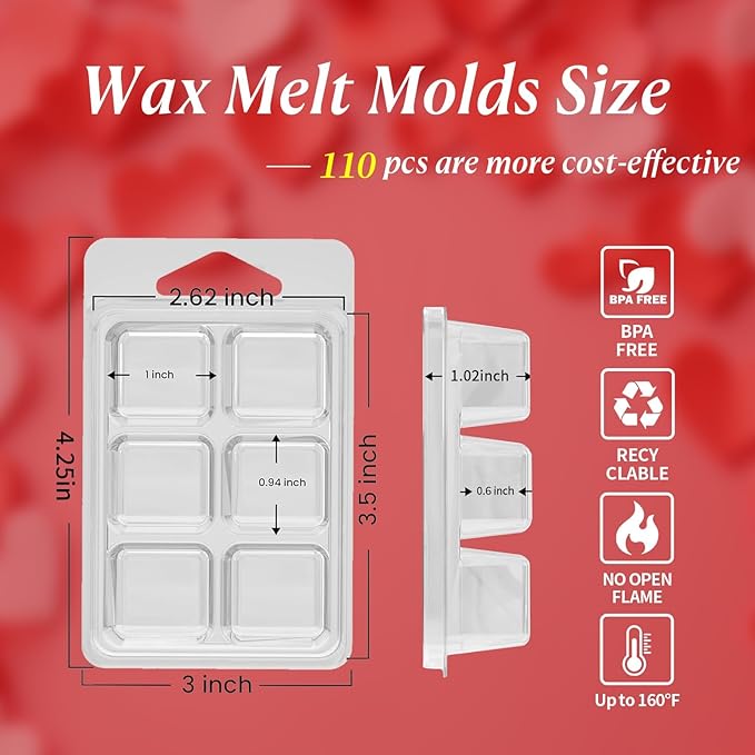 Thickened Wax Melt Molds Containers Clamshells Packaging for Wax Melts,Wax Tart Packaging for Enterprises or Households,Wax Seal Mold,Scentsy Wax Melts,Soy Wax,Wax Melt Warmer (60pcs)