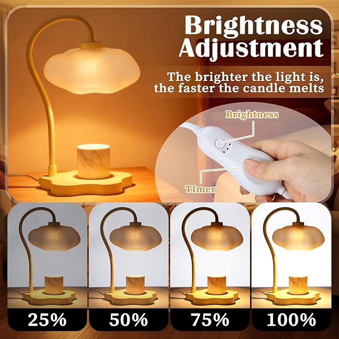 Glooglitte Cloud Candle Warmer Lamp with Timer Dimmer Mother's Day Cute Warming Lamp Adjustable Wax Melt Light Bedside Table Scented Wax Light for Bedroom House Living Room Birthday Gift for Women