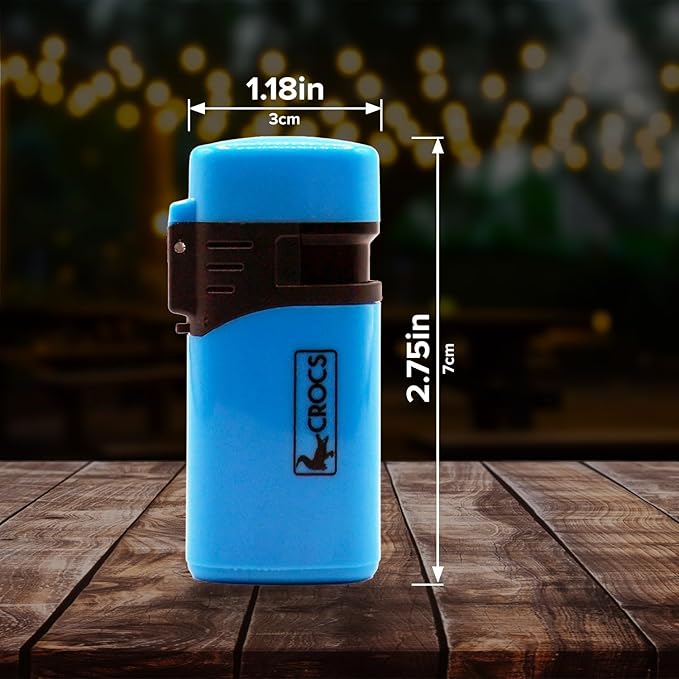 Crocs Torch Lighter, Windproof Refillable Butane Candle Lighters, Jet Flame Torch Pocket Lighter for Candles BBQ Grill Outdoor Camping, Electric Ignition, 4 Flame - 4 Pack