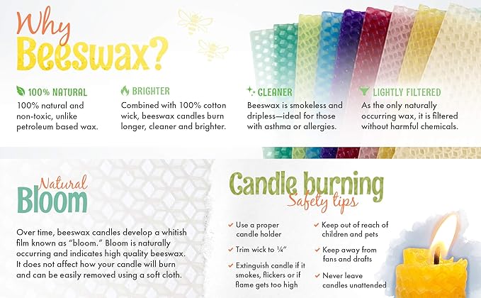 Make Your Own Beeswax Candle Kit - Includes 10 Full Size 100% Beeswax Honeycomb Sheets in Purple and Approx. 6 Yards (18 Feet) of Cotton Wick. Each Sheet Measures Approx. 8" x 16 1/4".