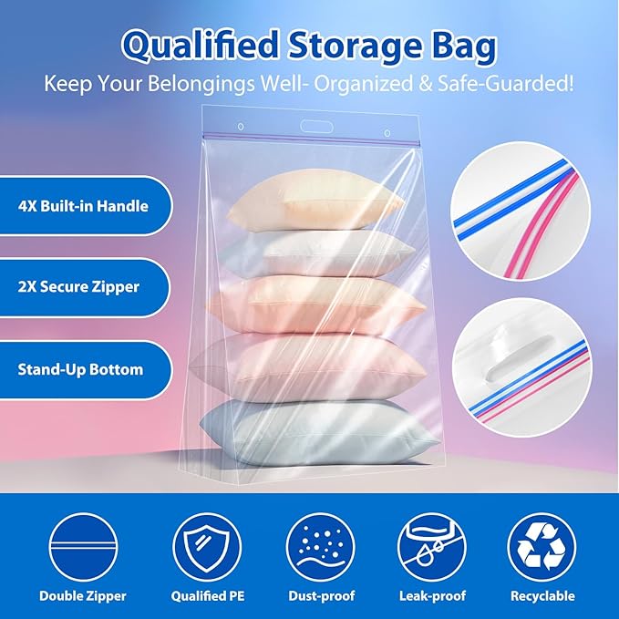 20 Gallon Jumbo Zipper Storage Bags, Pack of 12, Clear Plastic Storage Bag with Handle, 24 x 32 Inch Heavy Duty Ziplock Storage Bag Resealable Large Bag with Zipper Top for Moving and Bedding, 4 Mil
