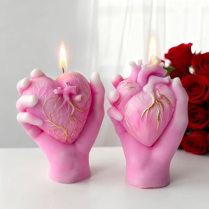 Hand Heart Cylinder Candle & Resin Mold - Resin Casting Silicone Molds for Home Decor & Candle Making Wave Spiral Mold