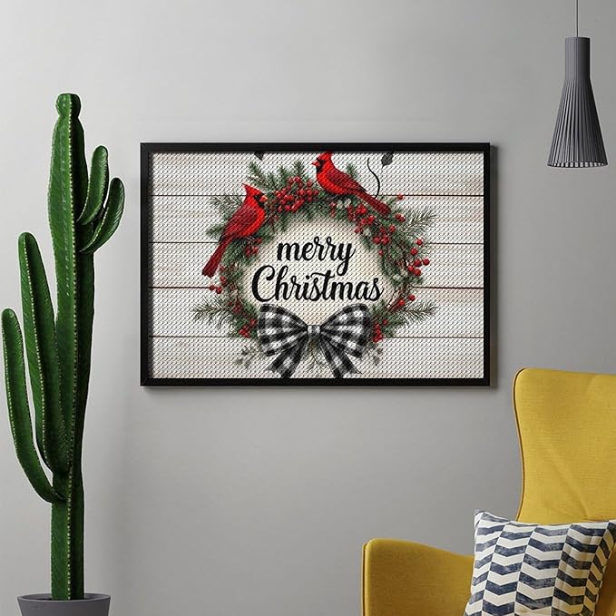 AIVKIEJK Diamond Painting Kits for Adults - Christmas Red Cardinal Birds Wreath Painting DIY 5D Full Drill Diamond Dots Paintings with Diamonds Gem Art and Crafts Home Decor 8"x12"
