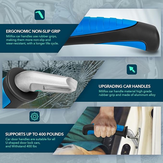 Car Door Handle for Elderly Car Handle Assist Support, Portable Auto Grab Handles for Handicap Seniors, Black and Blue 2 Pcs
