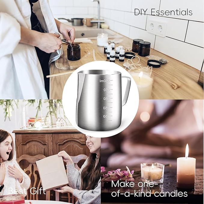 Blingfun Candle Making Wax Melter，600ml Melting Pot, 100pcs Candle Wicks, 100pcs Wick Stickers, 10pcs Wick Holders & Anti-Sway Mat, for Scented Candle Making and Wax Product Craft (Blue-C)