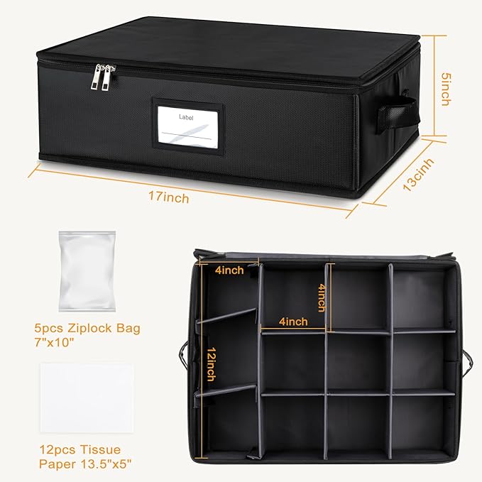 Fireproof Candle Storage Organizer Box (Set of 2) with Dividers, Tissue Paper and Ziplock Bags Protects 12 Aromatherapy Candles, Jar Candles, Taper Candles, Pillar Candles, Tealight Candle and Candles