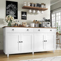 4 EVER WINNER Buffet Cabinet with Storage, 55'' Large Farmhouse Storage Cabinet with 2 Drawers and 4 Doors, Coffee Bar Cabinet with Adjustable Shelves for Kitchen, Dining Room, White