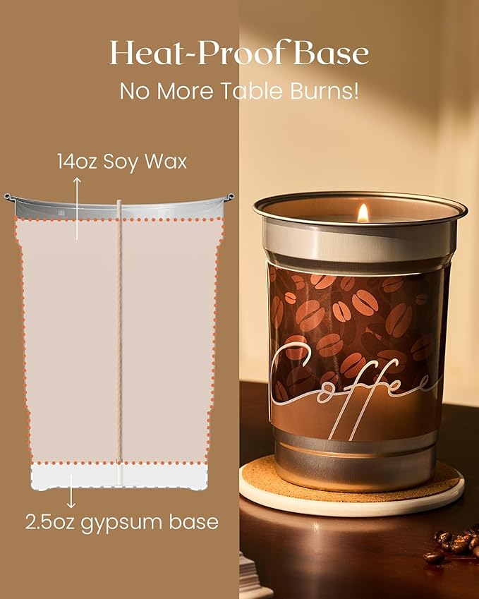 M&SENSE Mocha Coffee Scented Candles 16.2oz 100 Hours Slow Burn, Soy Organic Candles Non Toxic, Large Fall Seasonal Candle for Home Decor, Holiday Aromatherapy Gifts for Women Men