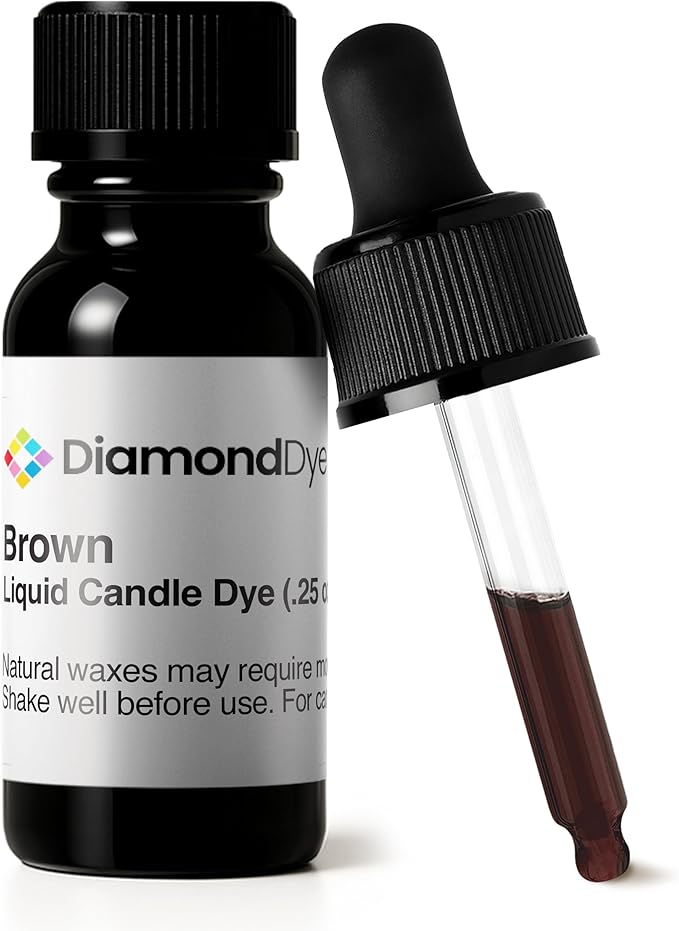 Brown Liquid Candle Dye (.25 oz) - Made in the USA - Safe and Easy to Use - Pure and Simple Ingredients - Candle Making Supplies for Soy, Paraffin, Palm or Gel Wax - 10 Vibrant Colors to Choose from