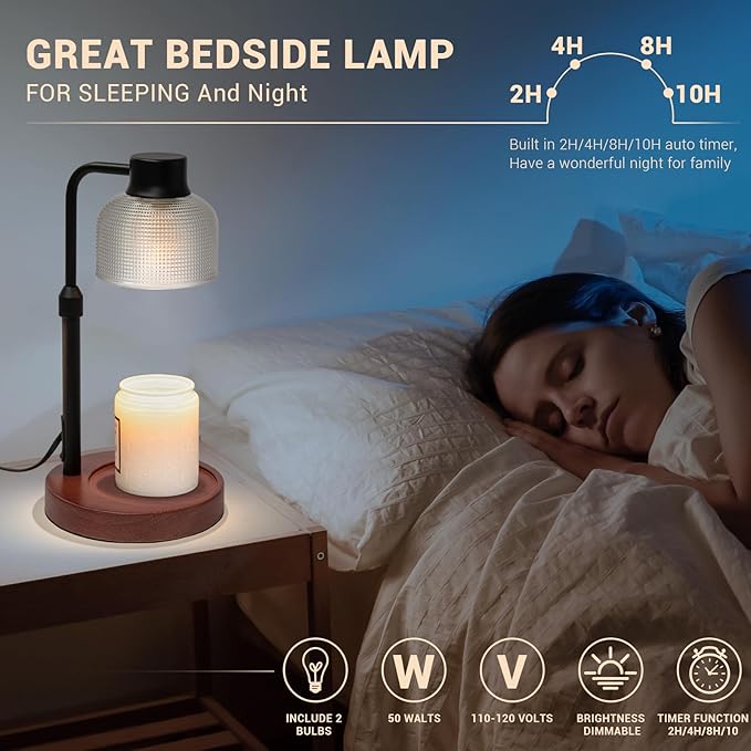 KLL Candle Warmer Lamp with Timer: Mothers Day Gifts, Gifts for Mom, Birthday Gift for Women - House Warming Gift New Home Decor - Wax Warmer for Jar Candles with 2 Bulbs