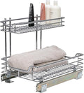 Household Essentials Glidez Multipurpose Chrome-Plated Steel Pull-Out/Slide-Out Storage Organizer for Under Sink or Under Cabinet Use - 2-Tier Design - Fits Standard Size Cabinet or Shelf, Chrome