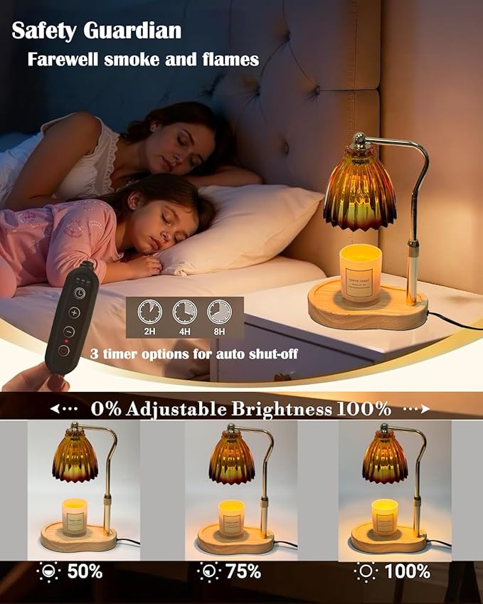 Candle Warmer Lamp with Timer Dimmable,Height Adjustable Scented Wax Melts Warmer Lamp,Electric Flameless Candle Warmer for Candle Jar,Mothers Day Birthday Gifts for Women,Office Home Decor(2 Bulbs)