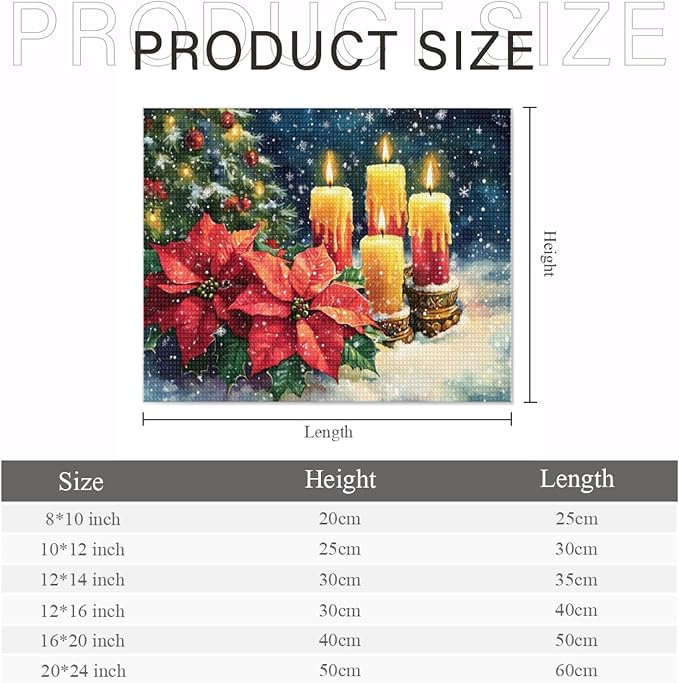 IMLQJES 5D Diamond Painting Kit for Adults - Candle Flower in Snow - DIY Christmas Diamond Square Diamond Art Kit - Winter Art for Home Wall Decor 10x12 Inch