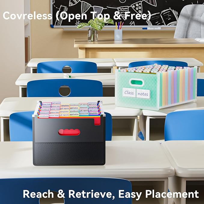 ThinkTex 26 Pockets Accordion File Organizer, Upright & Open Top, A-Z Colorful Tabs, Larger Capacity Expanding File Folder, Letter/A4 Size for School, Home and Office - Green (Pack of 2)