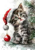 QZOTRXI Winter Diamond Art Kits for Adults,Christmas Cat Diamond Painting Kits for Beginners, DIY Round 5D Gem Art Kits and Art Crafts for Home Decor 20x24 Inch