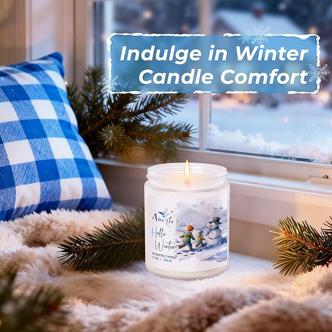 Winter Candle Set | 6 Pack Christmas Scented Candles for Home - Holiday Soy Candle Gift Set for Women Men, Aromatherapy Candles Scents of Hello Winter/Forest/Cider/Warm/Fireside/Bonfire