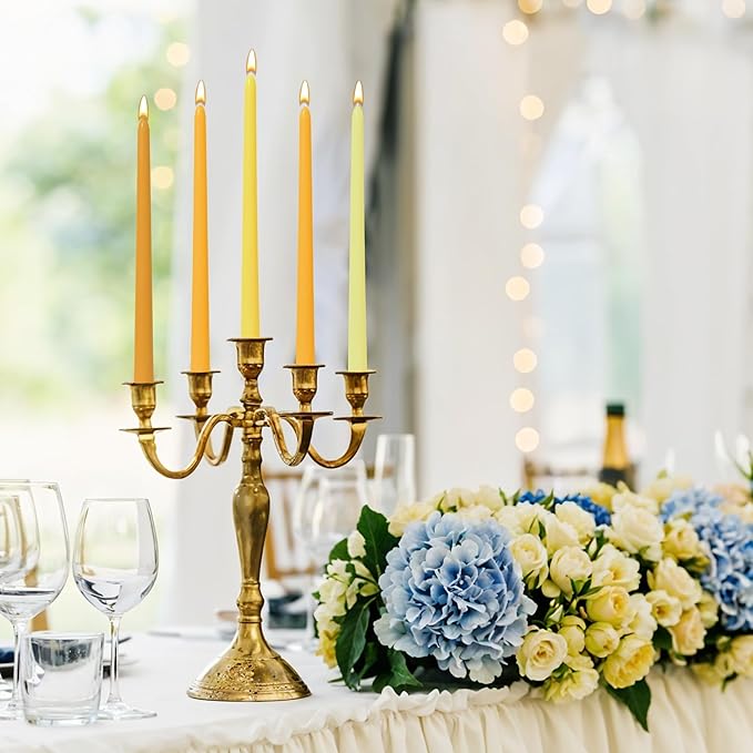 Viyffo Taper Candles, 12 Inch, 20 Pack, Yellow – Unscented, Smokeless Design, Up to 8-Hour Burn – Tall Candlesticks for Table Decor, Weddings & Dinners