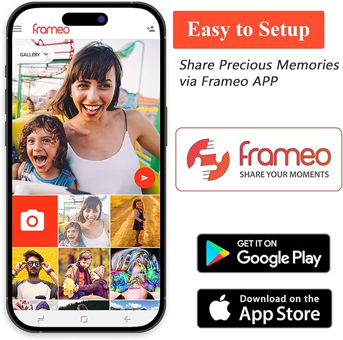 FRAMEO 15.6 Inch 32GB WiFi Large Digital Photo Frame 1920 * 1080 IPS FHD Touch Screen Smart Digital Picture Frame, Wall Mountable, Auto-Rotate,Share Moments Instantly via Frameo App from Anywhere