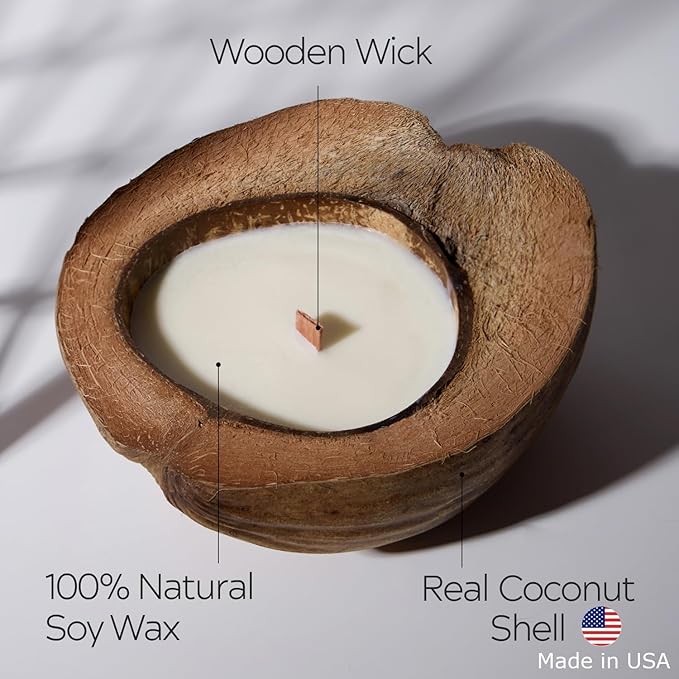 – Set of Non-Toxic Scented Candles Clearance | Coconut Candle with Wooden Wick | Candles for Home Scented & Candle Décor (Caramel Island)