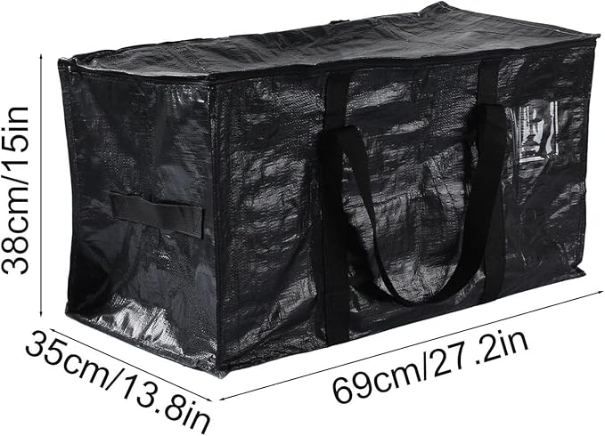 Large Moving Storage Bags Heavy Duty Woven Bags with Zipper & Handles for Clothes Blankets Travel (A-2PC)