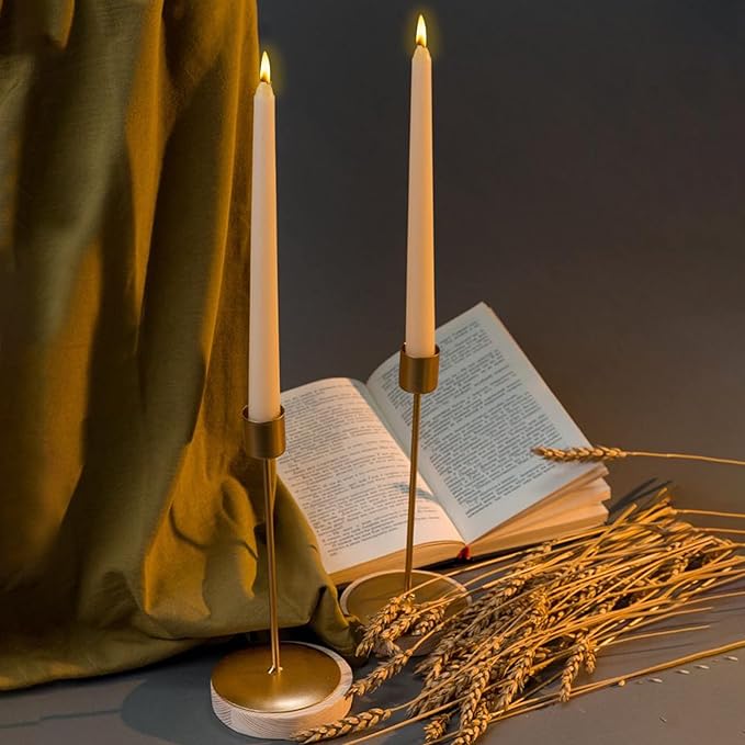 Horizon Unscented 10-Piece Taper Candle Set – 9 Hours Burning Time Smokeless & Dripless Candles for Centerpieces at Wedding, Holiday Dinners, Festive Parties and Home Decor - Cream