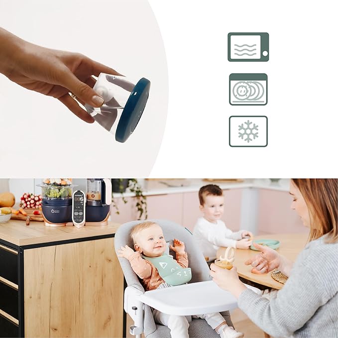 Babymoov Baby Food Jars, Set of 6 (8oz Each) Storage Containers, BPA-Free Leakproof Silicone Lids, Microwave, Freezer & Dishwasher Safe, Perfect Meals & Snacks, Baby Registry Essential