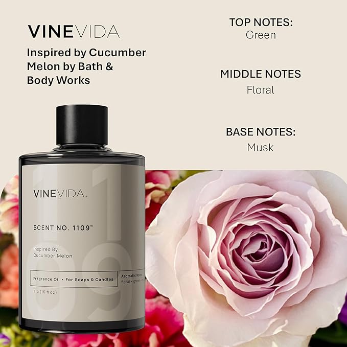 VINEVIDA [16oz] Cucumber Melon Fragrance Oil for Candle and Soap Making - Made in USA Natural Scents