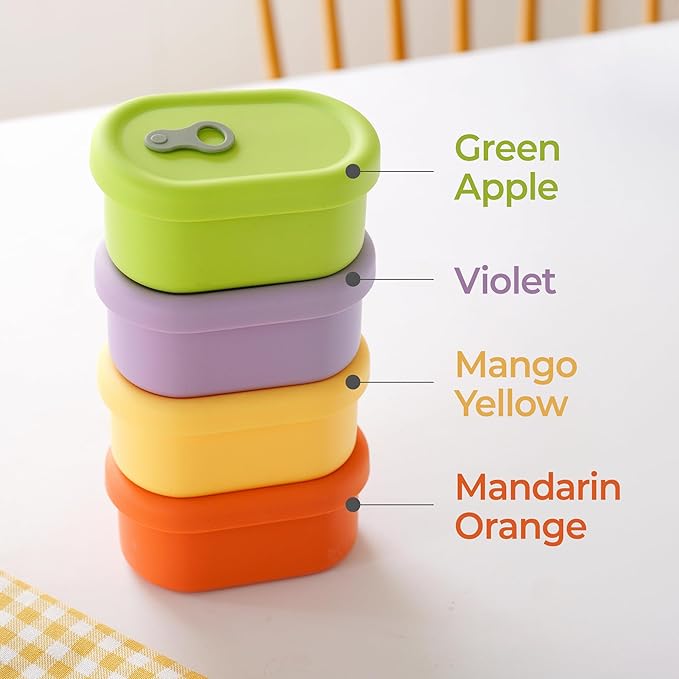 Premium Korean-Made Silicone Airtight Food Container with Steam Vent – BPA Free, Leakproof, Microwave & Freezer Safe Meal Prep. & Leftovers Storage (4p Multi-Color Set, 17 floz (500ml))
