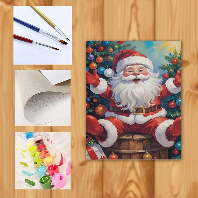 QZOTRXI Christmas Paint by Numbers Kit for Adults, Happy Santa Claus Paint by Number Kits on Canvas,Acrylic Christmas Paint by Number for Home Decor UNFRAMED 20x16 inch