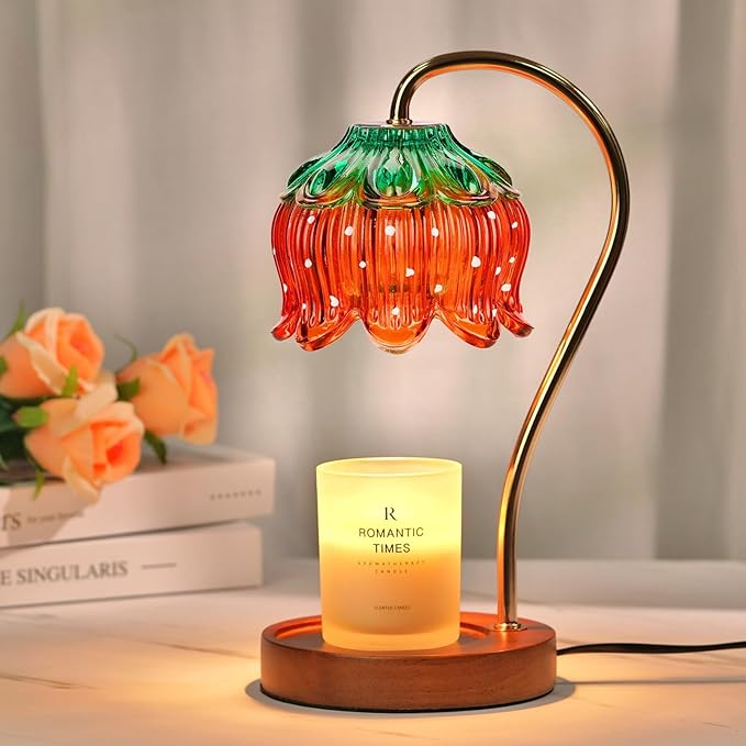Funistree Strawberry Candle Warmer Lamp, Cute Candle Lamp with Timer & Dimmable, Mothers Day Birthday Gifts for Women Mom, House Warming Gift New Home, Wax Melt Warmer for Yankee Village Candles