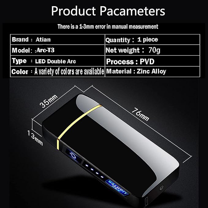 Arc Lighter, Smart Electric USB Rechargeable Lighter Windproof Flameless Lightweight Plasma for Fire,BBQs,Fireworks,Candle,Camping-Outdoors Indoors (T3-Black Printed Dragon)
