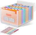 ThinkTex 26 Pockets Expanding File Folders, Accordion File Organizer with Expandable Cover, Monthly Bill Receipt Documents Organizer, A-Z Colorful Tabs, Letter/A4 Size -Orange