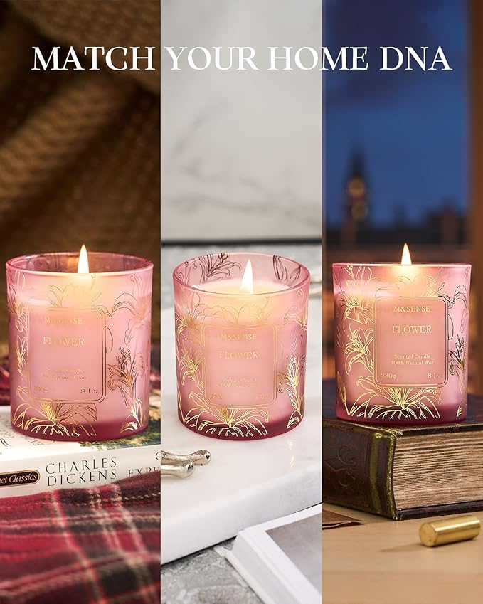 M&SENSE Coffee Nut Soy Candles, Vegan Naturally Scented 8.1oz 42-Hour Long Burning, Winter Home Fragrance for Office Bathtub Calm, Housewarming New Year Gifts