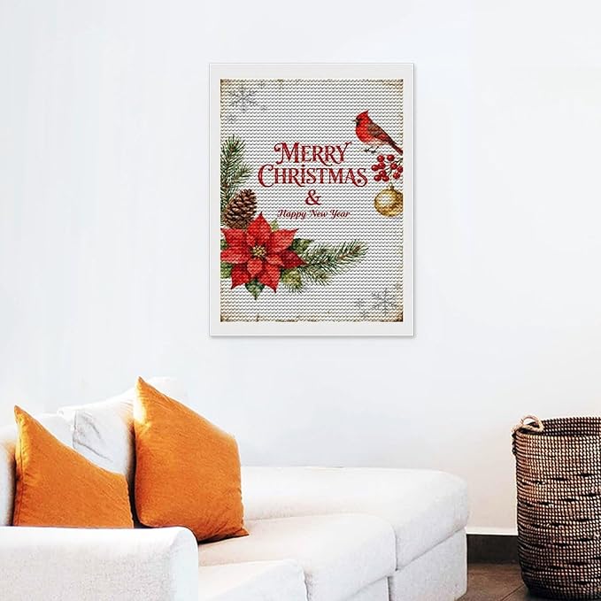 AIVKIEJK Diamond Painting Kits for Adults - Merry Christmas & Happy New Year Painting DIY 5D Full Drill Diamond Dots Paintings with Diamonds Gem Art and Crafts Home Decor 12"x16"