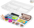 Manaloom Desk Drawer Organizer Tray with 9 Storage Compartments - For Home and Office - Drawer Organizers Office, Perfect Organizing Pens, Pencils, Paper Clips, Sticky Notes - Clear - 2 Pack