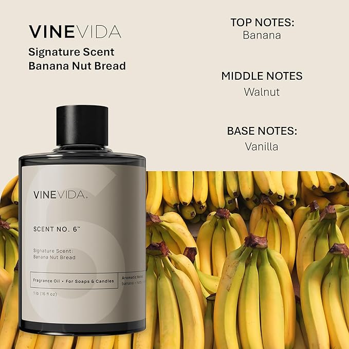VINEVIDA [16oz] Banana Nut Bread Fragrance Oil for Candle Making Scents Soap, Perfume Oils, Soy Candles, Bath Bombs, Massage, Linen Spray Air Freshener, Laundry Balls Freshies, ARTS-FOBP-BANA-NUT-16