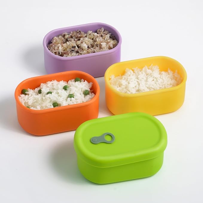 Premium Korean-Made Silicone Airtight Food Container with Steam Vent – BPA Free, Leakproof, Microwave & Freezer Safe Meal Prep. & Leftovers Storage (4p Multi-Color Set, 12 floz (350ml))