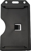 Bulk 50 Pack - Heavy Duty 2-Sided Rigid Multi Card Holder - Hard Plastic Vertical ID Badge Holders for 2 Standard or Thick Prox Cards, Fuel Card, CAC, Work Badge, Credit Cards by Specialist ID (Black)