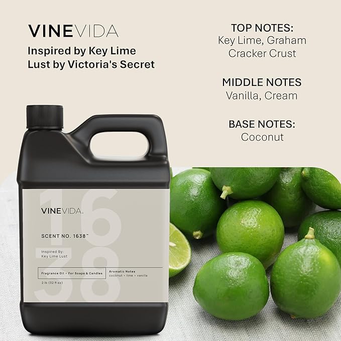VINEVIDA [32oz] Key Lime Lust Fragrance Oil for Candle Making - Natural Candle Oil Scents - Soap Making Essential Oil - Made in USA
