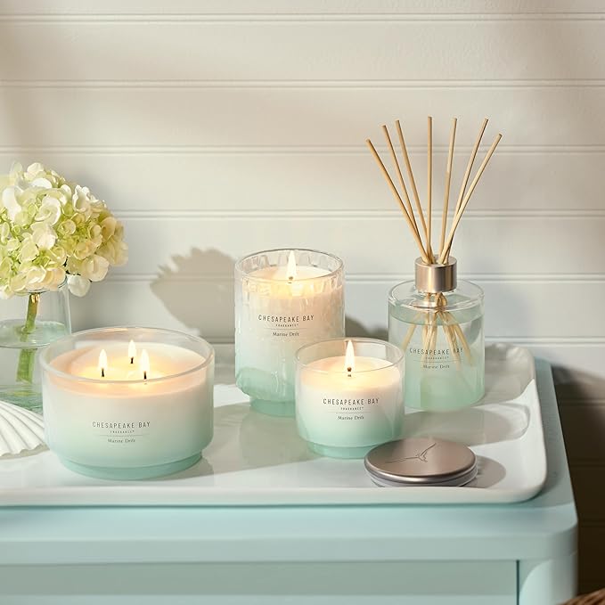 Chesapeake Bay, 14.5oz Marine Drift Scented Candle, Mood Evoking Fragrance, Sea Glass-Inspired Jar, Premium Soy Blend Wax with Essential Oils, Coastal Fragrance for Home Décor or Gifting