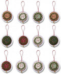 TenDawn Personalized Christmas Embroidery Ornament Kit, Set of 12 DIY Wreath Decorations with Customizable Letters – Handmade Holiday Ornaments for Tree & Gift – Rustic Christmas Decor