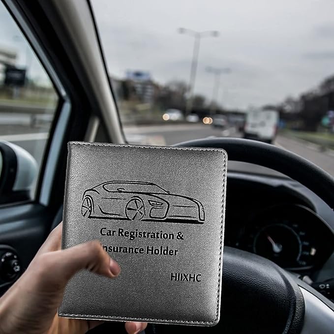 Car Registration and Insurance Holder, 5.5 x 5 Inch PU Leather Vehicle Glove Box Organizer Wallet Case Organizer for Insurance Card, Driver License, Essential Document, Paperwork