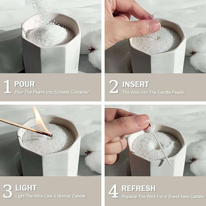 Pearled Candle Cotton Wicks 500-Pack for Sand Candles Making - 2Inch Metal-Free and Lead-Free Refill Sand Wax Wick for Candle Making DIY (White)