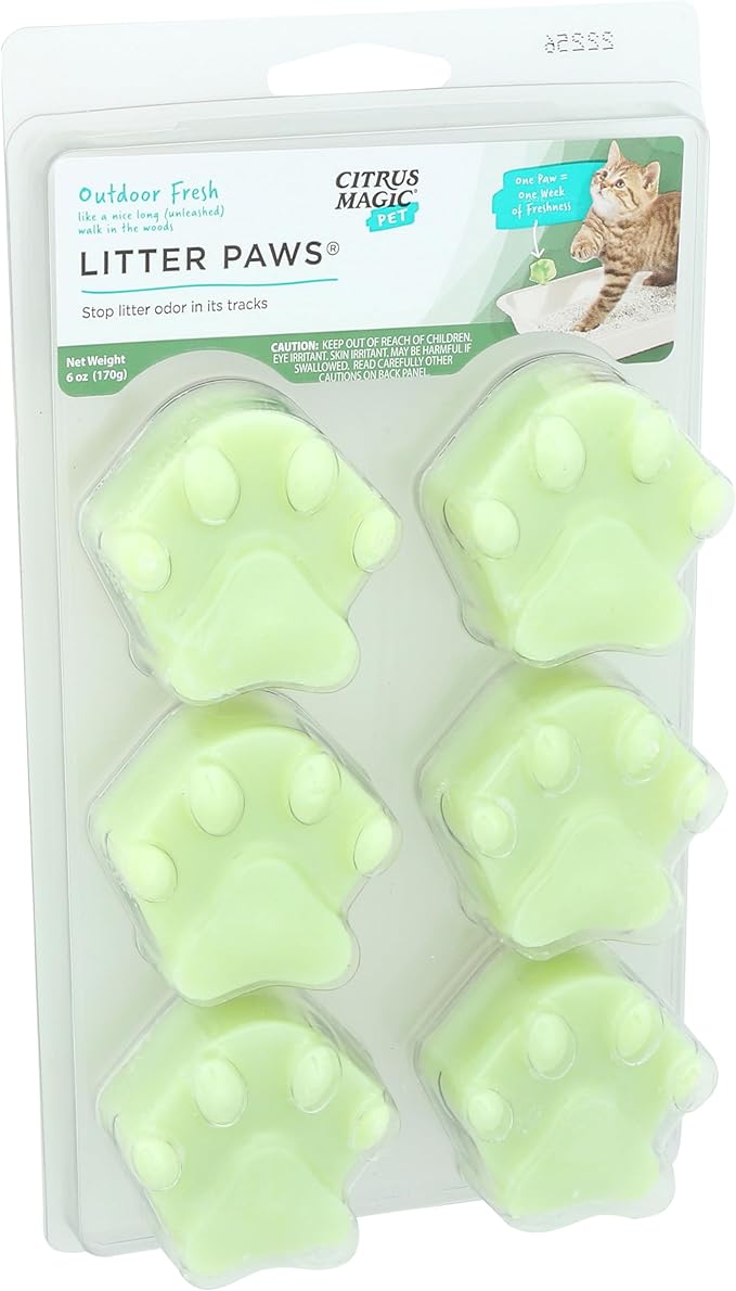 Citrus Magic Pet Odor Control Paws for Litter, Outdoor Fresh, 6-Count, Pack of 2