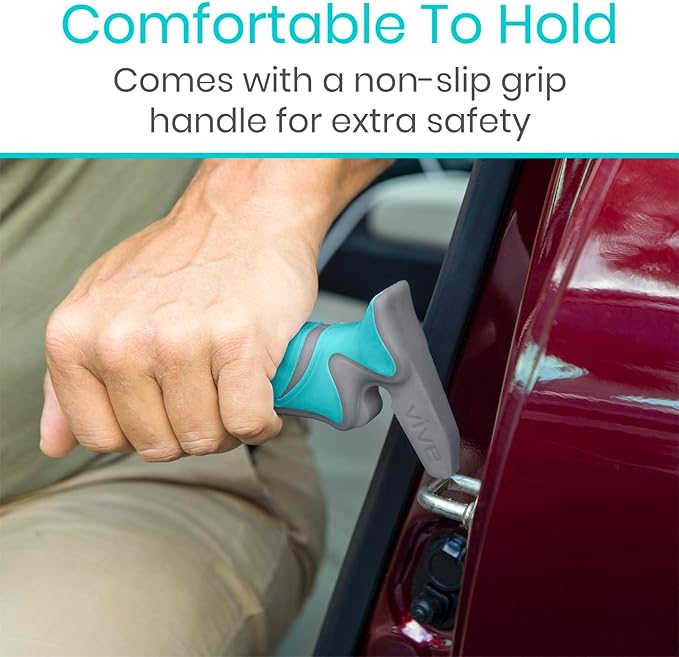 Vive Car Handle Assist for Elderly - Scratch Proof Latch - Auto Grab Bar Cane Support Aid - Standing Mobility Safety Tip to Help Get Out - Portable Assistive Device for Seniors, Handicapped