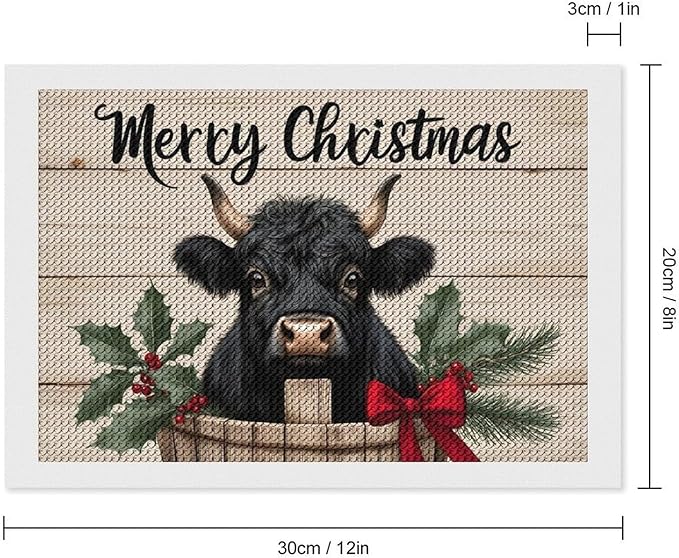AIVKIEJK Diamond Painting Kits for Adults - Highland Cow Merry Christmas Painting DIY 5D Full Drill Diamond Dots Paintings with Diamonds Gem Art and Crafts Home Decor 8"x12"