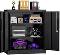 Superday 36" Metal Storage Cabinet, Black Garage Storage Cabinets with Locking Doors and Adjustable Shelves, Steel Lockable Cabinets, Tool Cabinet for Home Office, Garage, School