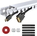 ENONCI Updated White Cable Raceway Kit, 155（10x15.5） inch Open Slot Wire Covers for Cords, Cable Management System to Hide Under Desk/TV/Computer/Net/Power Cords(Pack 10)