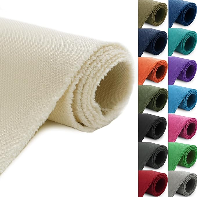 Thickened Waterproof Canvas Fabric by The Yard 1200D 58" W Outdoor Upholstery Material Heavy Duty Fabric Water Resistant Sewing Material for Chair Patio Cushion Purse Bag 3 Yard Ivory